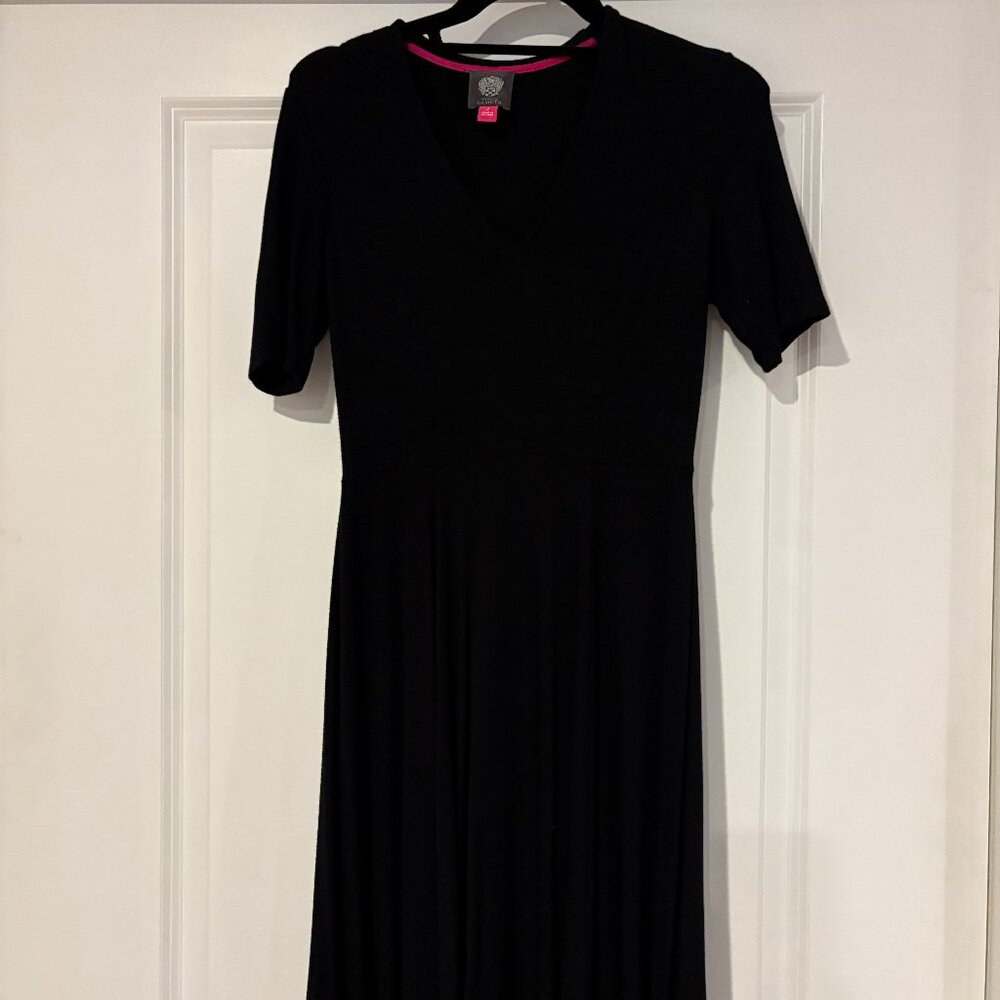 Vince Camuto Black V-neck Casual Dress, Size 2
